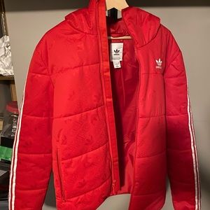 Adidas Red Puffer Logo Jacket